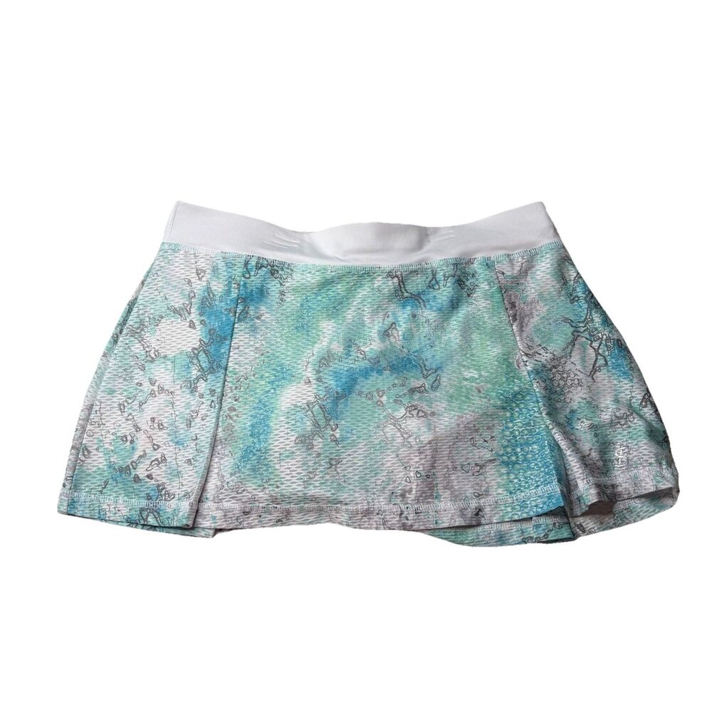Sofibella Skort Skirt Blue Green Textured Golf Tennis Pickleball Stretch Size L